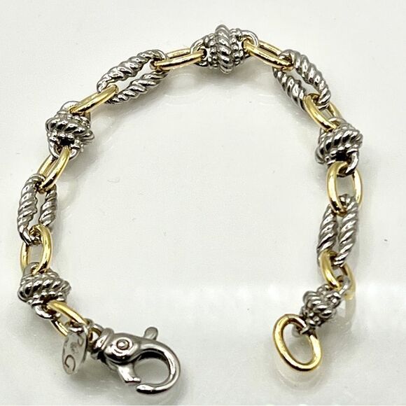 New  Phillip Gavriel STERLING SILVER & 18K GOLD VICTORIAN LINK BRACELET - Picture 7 of 8
